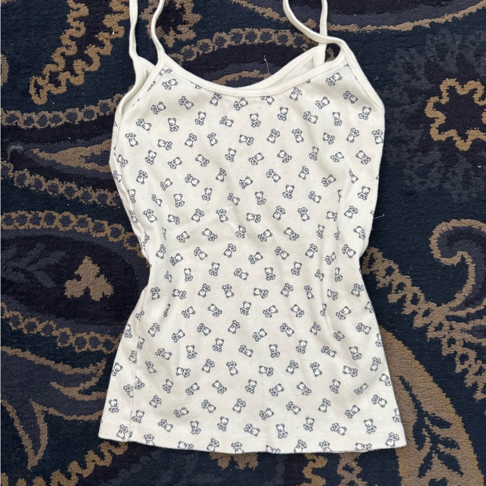 Floral Print Cream Spaghetti Strap Top